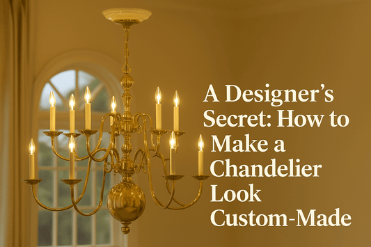 Elegant chandelier with glowing candles, featured in a designer's guide to making lighting look custom-made.