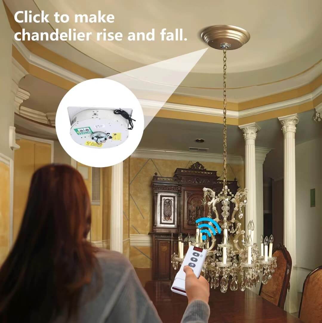 easily lower the chandelier by Huiye rotating chandelier lift system