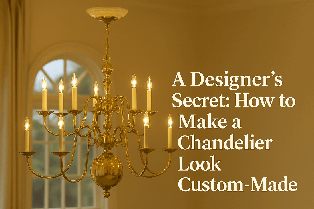 Elegant chandelier with glowing candles, featured in a designer's guide to making lighting look custom-made.