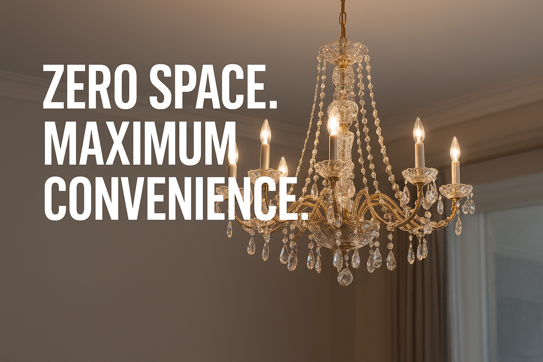 The Most Useful Piece of Furniture That Takes Up “Zero” Space in an elegant setting with a chandelier.