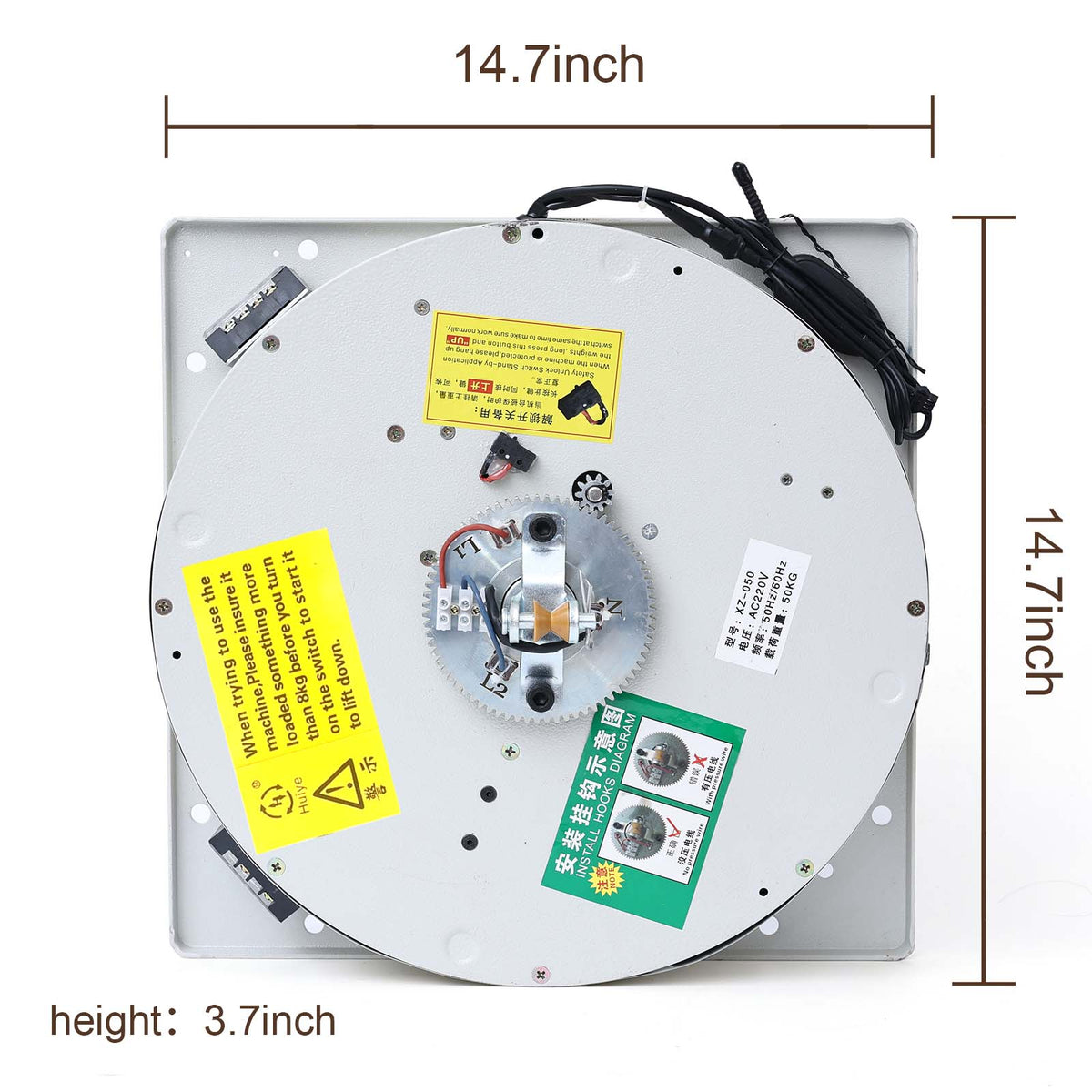 Huiye 회전 샹들리에 리프트 시스템, 50KG (110lbs) 용량, 6m (20ft) 리프트 범위